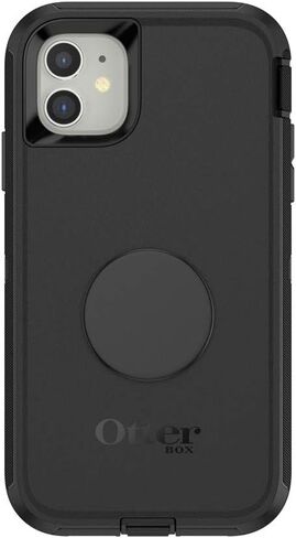 Otter + Pop لهاتف iPhone 11: حافظة سلسلة OtterBox Defender مع PopSockets قابلة للتبديل - أسود وألومنيوم أسود in Saudi Arabia