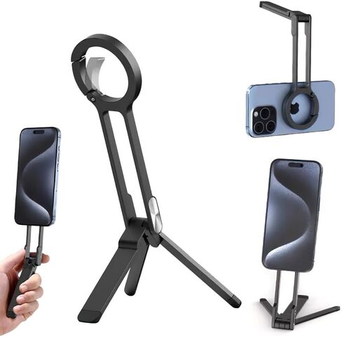 Magnetic Phone Holder, Carabiner Phone Tripod with Strong Grip for Desk, Portable Hands Free Phone Mount for Compatible with Smartphone in Saudi Arabia