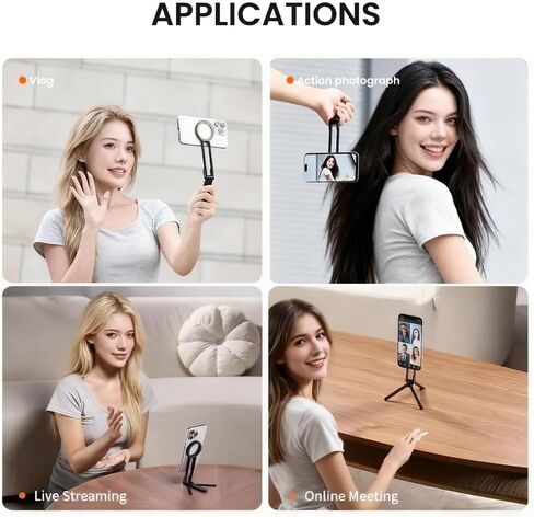 Magnetic Phone Holder, Carabiner Phone Tripod with Strong Grip for Desk, Portable Hands Free Phone Mount for Compatible with Smartphone in Saudi Arabia