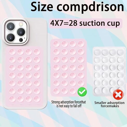 Rookii 2Pcs Suction Phone Holders Double-Sided,Hands-Free Silicone Suction Pad Sticky Phone Grip,Non Slip Suction Case Sticky Pad Grip for Stand,Shower Mirror and Car Selfie (Black White) in Kuwait