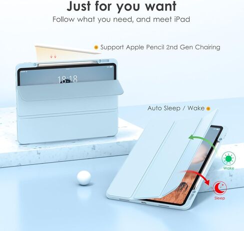 حافظة VIKESI لجهاز iPad Pro 12.9 الجيل السادس/الخامس/الرابع/الثالث 2022/2021/2020/2018، غطاء خلفي شفاف [حامل أقلام مدمج، نوم/تنبيه تلقائي، حماية الكاميرا] لجهاز iPad Pro مقاس 12.9 بوصة - أزرق أرجواني in Kuwait