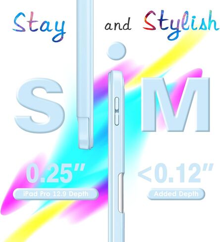 حافظة VIKESI لجهاز iPad Pro 12.9 الجيل السادس/الخامس/الرابع/الثالث 2022/2021/2020/2018، غطاء خلفي شفاف [حامل أقلام مدمج، نوم/تنبيه تلقائي، حماية الكاميرا] لجهاز iPad Pro مقاس 12.9 بوصة - أزرق أرجواني in Kuwait
