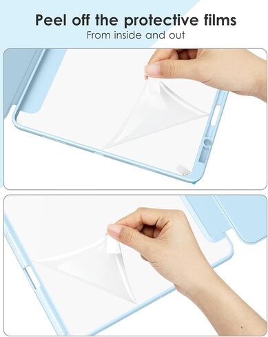 حافظة VIKESI لجهاز iPad Pro 12.9 الجيل السادس/الخامس/الرابع/الثالث 2022/2021/2020/2018، غطاء خلفي شفاف [حامل أقلام مدمج، نوم/تنبيه تلقائي، حماية الكاميرا] لجهاز iPad Pro مقاس 12.9 بوصة - أزرق أرجواني in Kuwait