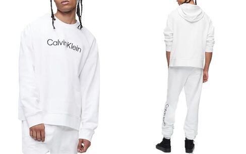 Calvin Klein Men's Relaxed Fit Logo Crewneck Sweatshirt & Logo French Terry Joggers in Saudi Arabia