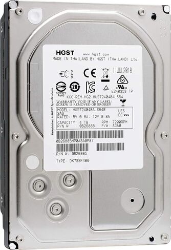 HGST Ultrastar 7K4000 4TB 3.5in 7200 RPM SAS 12Gb/s 64MB Cache Internal Enterprise Hard Drive - HUS724040ALS640 (Renewed) in Saudi Arabia