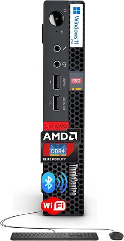 Lenovo ThinkCentre Mini Business Desktop, 16GB RAM, 1TB SSD, AMD Dual-Core Processor, Dual-Display Support, Wi-Fi, Bluetooth, USB, RJ-45, Keyboard&Mouse Included, Windows 11 Pro, Just 1 Liter Volume in Saudi Arabia