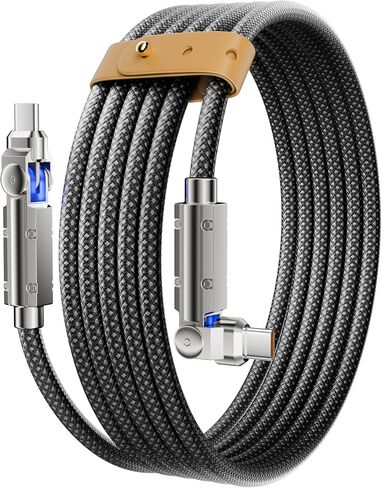 كابل USB C مطور بقدرة 60 وات بطول 10 أقدام، وكابل شحن سريع USB C إلى USB C بطول 180 درجة، سلك شاحن من النوع C المضفر من النايلون لهاتف iPhone 17/16/15، وMacBook، وiPad، وSamsung in Kuwait
