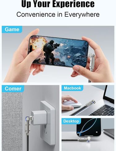كابل USB C مطور بقدرة 60 وات بطول 10 أقدام، وكابل شحن سريع USB C إلى USB C بطول 180 درجة، سلك شاحن من النوع C المضفر من النايلون لهاتف iPhone 17/16/15، وMacBook، وiPad، وSamsung in Kuwait
