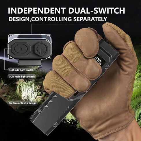 مصباح يدوي تكتيكي MAKDAK EDC قابل لإعادة الشحن - ضوء جيب بشاشة رقمية عالية اللومن، 5+4 أوضاع مع مصابيح LED بيضاء حمراء بالأشعة فوق البنفسجية، من الفولاذ المقاوم للصدأ وIPX4 للحمل اليومي والتخييم والطوارئ in Kuwait