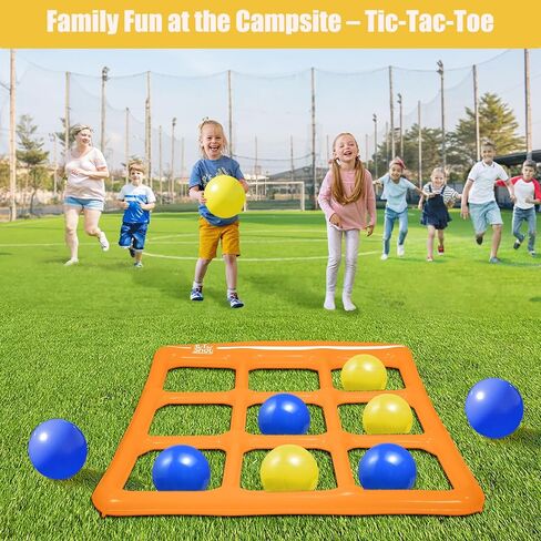 تجمعات قابلة للنفخ TIC TAC Toe Toys مع 10 كرات - ألعاب البركة الممتعة للأطفال والمراهقين والكبار - ألعاب الحفلات (الصفراء الفاتحة) in Kuwait