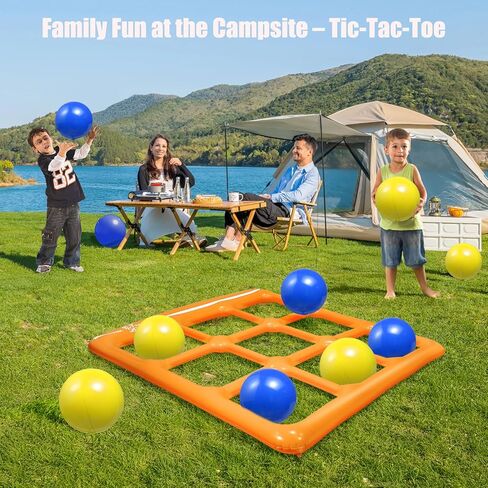 تجمعات قابلة للنفخ TIC TAC Toe Toys مع 10 كرات - ألعاب البركة الممتعة للأطفال والمراهقين والكبار - ألعاب الحفلات (الصفراء الفاتحة) in Kuwait