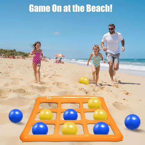 تجمعات قابلة للنفخ TIC TAC Toe Toys مع 10 كرات - ألعاب البركة الممتعة للأطفال والمراهقين والكبار - ألعاب الحفلات (الصفراء الفاتحة) in Kuwait