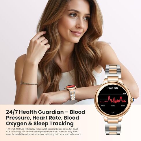 SOUYIE 2026 DA GPT Smart Watch for Women, 1.19" AMOLED Display, AI Customizable Watch Face, Heart Rate, Sleep Monitor, 107 Sports Modes Fitness Tracker, Compatible with iOS & Android in Kuwait