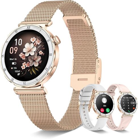 Smart Watches for Women (Answer/Make Calls),1.19" AMOLED Slim Smartwatch with Heart Rate/Sleep Monitor,120+ Sport Modes Fitness Tracker with Bluetooth for iOS/Android Rose Gold,Round in Saudi Arabia