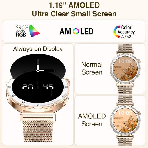 Smart Watches for Women (Answer/Make Calls),1.19" AMOLED Slim Smartwatch with Heart Rate/Sleep Monitor,120+ Sport Modes Fitness Tracker with Bluetooth for iOS/Android Rose Gold,Round in Saudi Arabia