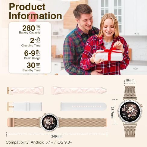 Smart Watches for Women (Answer/Make Calls),1.19" AMOLED Slim Smartwatch with Heart Rate/Sleep Monitor,120+ Sport Modes Fitness Tracker with Bluetooth for iOS/Android Rose Gold,Round in Saudi Arabia