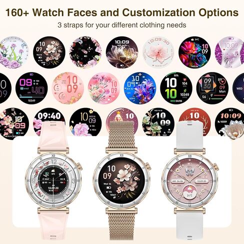 Smart Watches for Women (Answer/Make Calls),1.19" AMOLED Slim Smartwatch with Heart Rate/Sleep Monitor,120+ Sport Modes Fitness Tracker with Bluetooth for iOS/Android Rose Gold,Round in Saudi Arabia