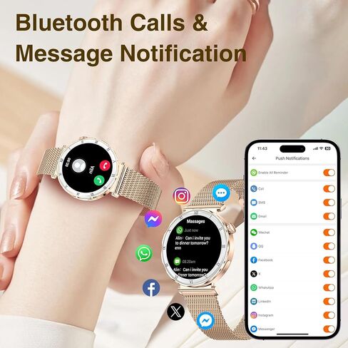 Smart Watches for Women (Answer/Make Calls),1.19" AMOLED Slim Smartwatch with Heart Rate/Sleep Monitor,120+ Sport Modes Fitness Tracker with Bluetooth for iOS/Android Rose Gold,Round in Saudi Arabia