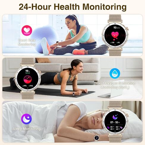 Smart Watches for Women (Answer/Make Calls),1.19" AMOLED Slim Smartwatch with Heart Rate/Sleep Monitor,120+ Sport Modes Fitness Tracker with Bluetooth for iOS/Android Rose Gold,Round in Saudi Arabia