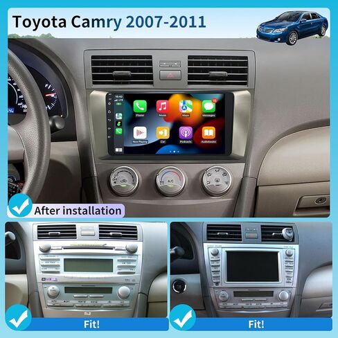 راديو السيارة لتويوتا كامري 2007-2011 (مع J-B-L 9 بوصة Android 14 مجموعة ترقية ستيريو لاسلكية CarPlay Android Auto Touch Screen GPS WiFi FM SWC كاميرا احتياطية Pantalla para in Kuwait