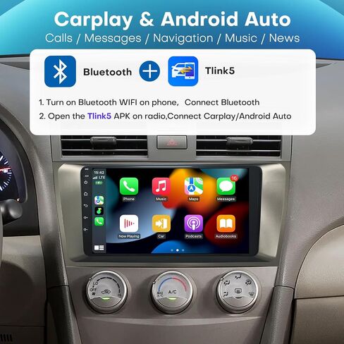 راديو السيارة لتويوتا كامري 2007-2011 (مع J-B-L 9 بوصة Android 14 مجموعة ترقية ستيريو لاسلكية CarPlay Android Auto Touch Screen GPS WiFi FM SWC كاميرا احتياطية Pantalla para in Kuwait
