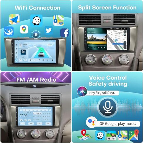 راديو السيارة لتويوتا كامري 2007-2011 (مع J-B-L 9 بوصة Android 14 مجموعة ترقية ستيريو لاسلكية CarPlay Android Auto Touch Screen GPS WiFi FM SWC كاميرا احتياطية Pantalla para in Kuwait