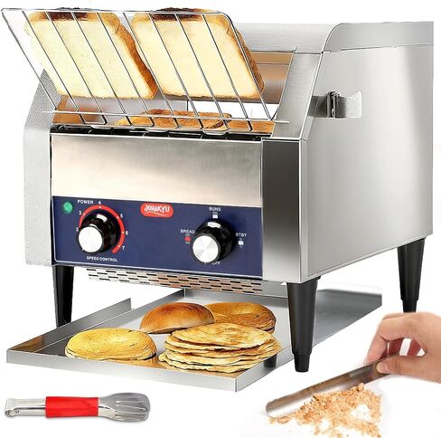 JOHAKYU Commercial Conveyor Toaster - 300 Slices/Hour, Heavy Duty Stainless Steel for Buns Bagels Bread Restaurant Use/Includes Cleaning Accessories in Saudi Arabia