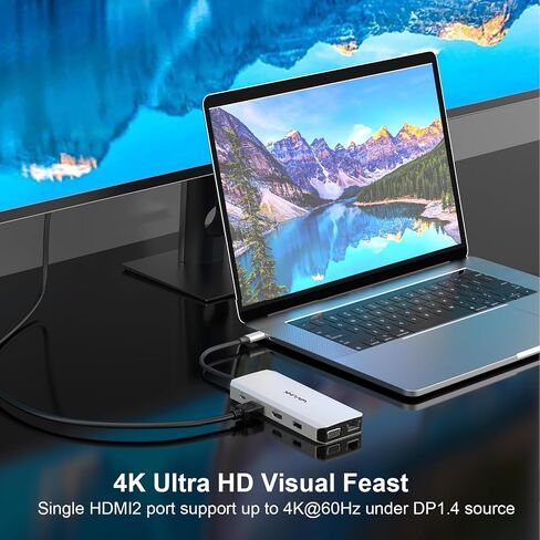 قاعدة توصيل USB C 12 في 1، محول WAVLINK ثلاثي العرض من النوع C مع 2X 4K HDMI ومنفذ 1x 2K VGA، وشحن الكمبيوتر المحمول بقدرة 85 وات، وإيثرنت، وقارئ بطاقات MicroSD وSD in Saudi Arabia