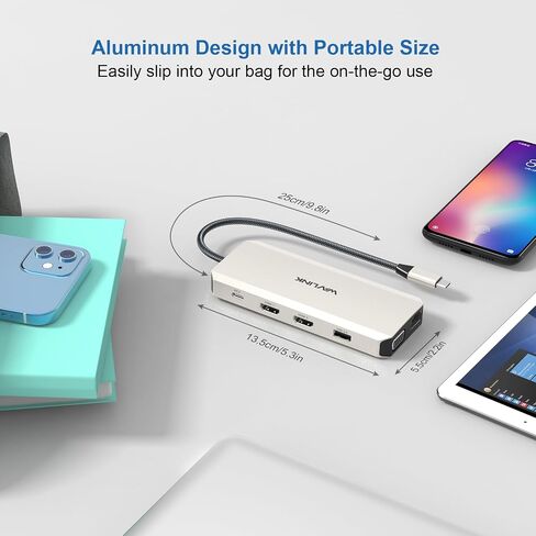 قاعدة توصيل USB C 12 في 1، محول WAVLINK ثلاثي العرض من النوع C مع 2X 4K HDMI ومنفذ 1x 2K VGA، وشحن الكمبيوتر المحمول بقدرة 85 وات، وإيثرنت، وقارئ بطاقات MicroSD وSD in Saudi Arabia