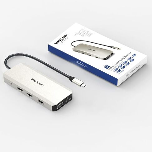 قاعدة توصيل USB C 12 في 1، محول WAVLINK ثلاثي العرض من النوع C مع 2X 4K HDMI ومنفذ 1x 2K VGA، وشحن الكمبيوتر المحمول بقدرة 85 وات، وإيثرنت، وقارئ بطاقات MicroSD وSD in Saudi Arabia
