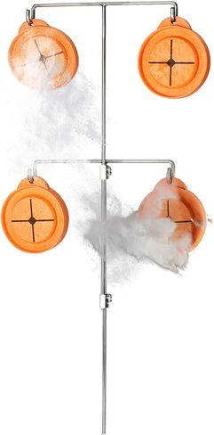 Reactive Shooting Targets - 4 Pack Biodegradable Targets with 2 Stainless Steel Stands | Eco-Friendly Clay Pigeon | Visual Impact, Outdoor Gun Range Accessories, Made in USA in Saudi Arabia