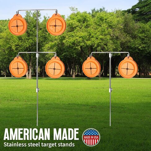 Reactive Shooting Targets - 4 Pack Biodegradable Targets with 2 Stainless Steel Stands | Eco-Friendly Clay Pigeon | Visual Impact, Outdoor Gun Range Accessories, Made in USA in Saudi Arabia