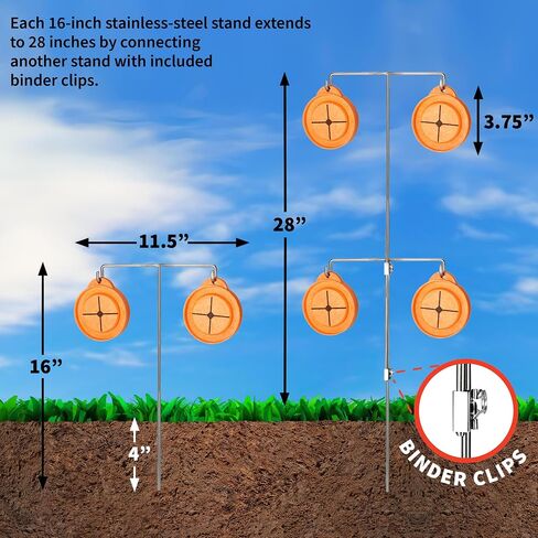 Reactive Shooting Targets - 4 Pack Biodegradable Targets with 2 Stainless Steel Stands | Eco-Friendly Clay Pigeon | Visual Impact, Outdoor Gun Range Accessories, Made in USA in Saudi Arabia