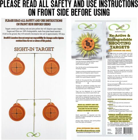 Reactive Shooting Targets - 4 Pack Biodegradable Targets with 2 Stainless Steel Stands | Eco-Friendly Clay Pigeon | Visual Impact, Outdoor Gun Range Accessories, Made in USA in Saudi Arabia