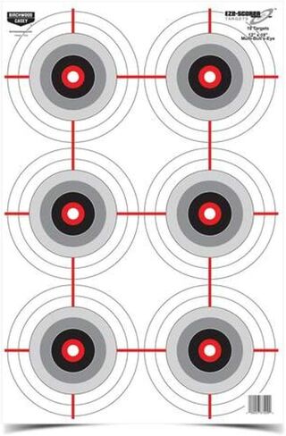 Birchwood Casey 12" x 18" Eze-Scorer Multiple Bull's-Eye Shoot-Up Brilliant White Paper Targets for Indoor and Outdoor Use in Saudi Arabia