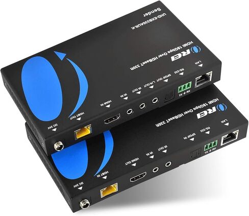 OREI KVM 4K HDMI موسع Balun عبر كابل إيثرنت CAT6/7 واحد 4K، 30 هرتز حتى 130 قدم - 2 منافذ USB 1.1، يدعم لوحة المفاتيح والماوس USB HDMI Loopout in Kuwait