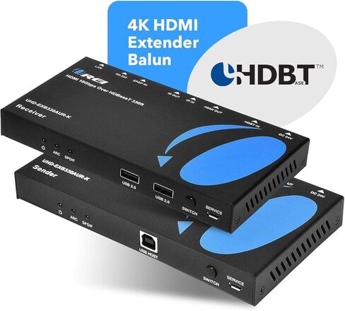 OREI KVM 4K HDMI موسع Balun عبر كابل إيثرنت CAT6/7 واحد 4K، 30 هرتز حتى 130 قدم - 2 منافذ USB 1.1، يدعم لوحة المفاتيح والماوس USB HDMI Loopout in Kuwait