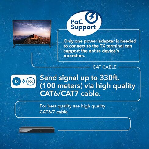 OREI KVM 4K HDMI موسع Balun عبر كابل إيثرنت CAT6/7 واحد 4K، 30 هرتز حتى 130 قدم - 2 منافذ USB 1.1، يدعم لوحة المفاتيح والماوس USB HDMI Loopout in Kuwait