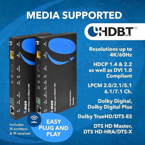 OREI KVM 4K HDMI موسع Balun عبر كابل إيثرنت CAT6/7 واحد 4K، 30 هرتز حتى 130 قدم - 2 منافذ USB 1.1، يدعم لوحة المفاتيح والماوس USB HDMI Loopout in Kuwait