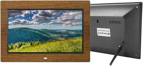 إطار صور رقمي LCD مقاس 10 بوصات، شاشة IPS عالية الدقة 1024 × 600 - آلة إعلان خشبية - مشغل موسيقى وفيديو وصور، أسود. in Kuwait