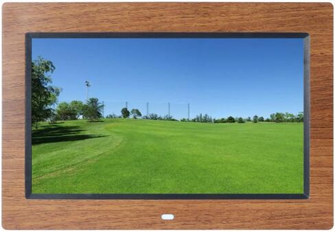 إطار صور رقمي LCD مقاس 10 بوصات، شاشة IPS عالية الدقة 1024 × 600 - آلة إعلان خشبية - مشغل موسيقى وفيديو وصور، أسود. in Kuwait