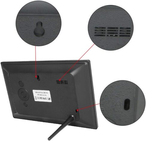 إطار صور رقمي LCD مقاس 10 بوصات، شاشة IPS عالية الدقة 1024 × 600 - آلة إعلان خشبية - مشغل موسيقى وفيديو وصور، أسود. in Kuwait