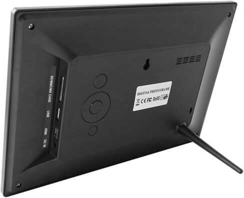 إطار صور رقمي LCD مقاس 10 بوصات، شاشة IPS عالية الدقة 1024 × 600 - آلة إعلان خشبية - مشغل موسيقى وفيديو وصور، أسود. in Kuwait