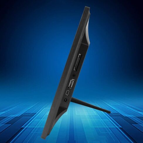 إطار صور رقمي LCD مقاس 10 بوصات، شاشة IPS عالية الدقة 1024 × 600 - آلة إعلان خشبية - مشغل موسيقى وفيديو وصور، أسود. in Kuwait