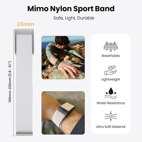 سوار معصم من النايلون القابل للتمدد من mimo متوافق مع فرق Whoop 5.0/Whoop MG، أربطة بديلة من النايلون الرياضي الناعم القابل للتمدد للرجال والنساء، مع موصل قابل للتعديل بإطار معدني in Kuwait
