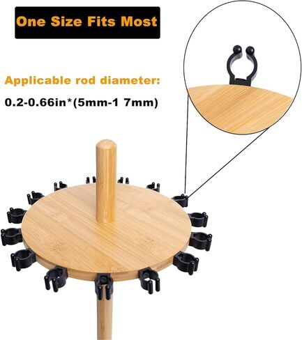 Waxaya Fishing Rod Rack, Fishing Pole Rack Holds Up to 8 Fishing Rods, Environmental and Durable Bamboo Construction, for Garage Storage Organizer in Kuwait