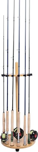 Waxaya Fishing Rod Rack, Fishing Pole Rack Holds Up to 8 Fishing Rods, Environmental and Durable Bamboo Construction, for Garage Storage Organizer in Kuwait
