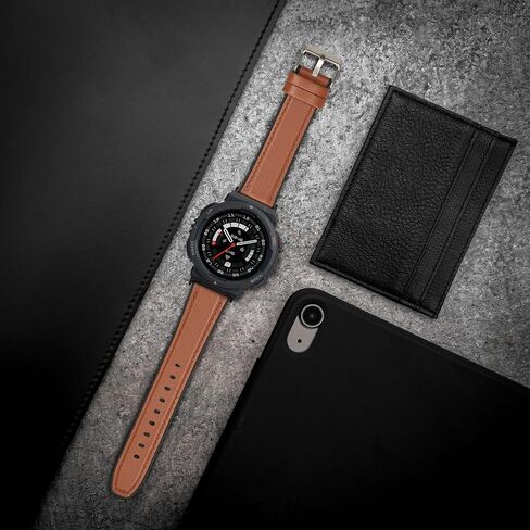 kwmobile Strap Compatible with Amazfit Active Edge (A2212) / Active Edge (A2213) Strap - Silicone and Leather Sport Wristband - Brown/Black in Kuwait