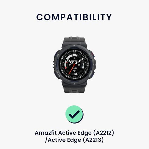 kwmobile Strap Compatible with Amazfit Active Edge (A2212) / Active Edge (A2213) Strap - Silicone and Leather Sport Wristband - Brown/Black in Kuwait