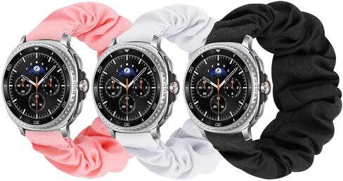 أساور GTHY Scrunchie متوافقة مع ساعة Samsung galaxy watch 8 Bands 40mm/44mm، Watch 8 classic 46mm، للنساء، كبيرة صغيرة، حزام بديل، أساور معصم بنمط نسيج مرن قماش ناعم in Kuwait